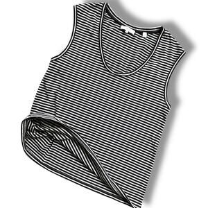 Vince Bengal Stripe Scoop Neck Tank Top Sz L Black White Strip Lightweight